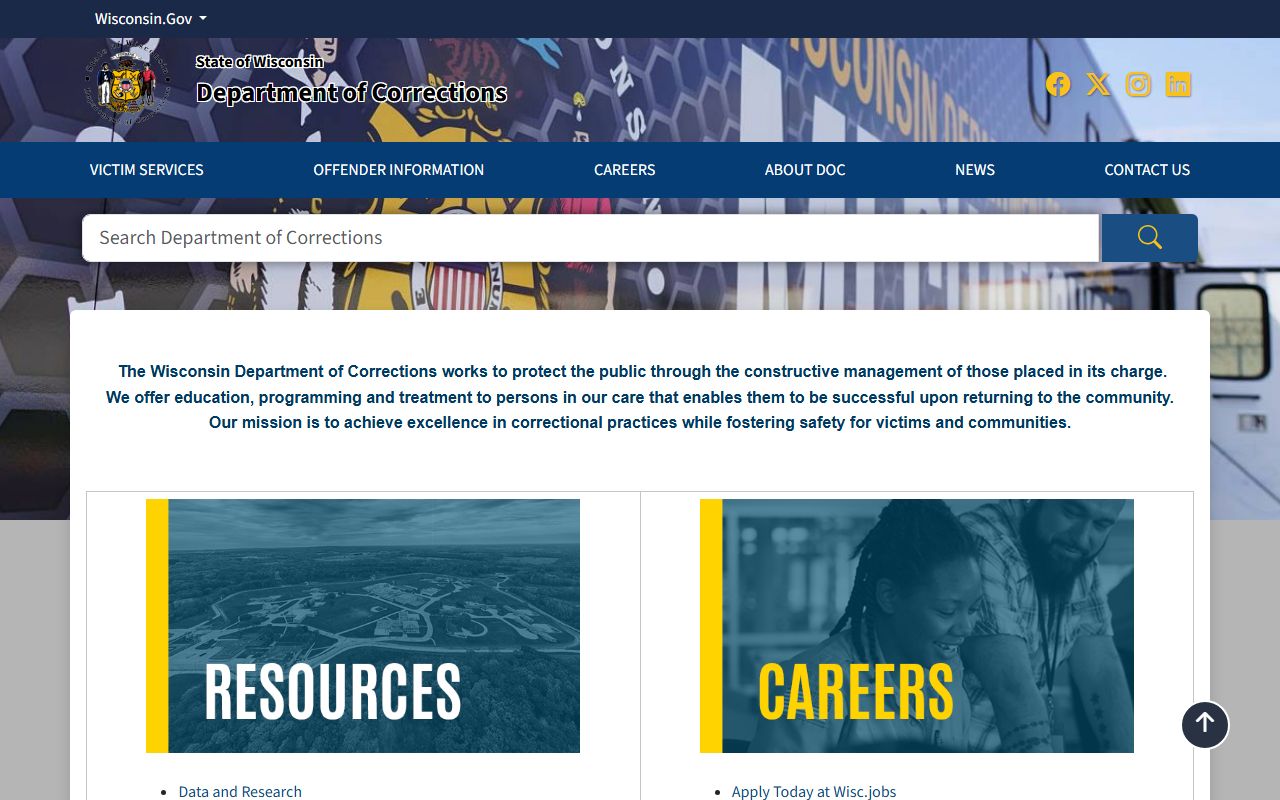 Wisconsin Jail Roster source image from Wisconsin Department of Corrections home page